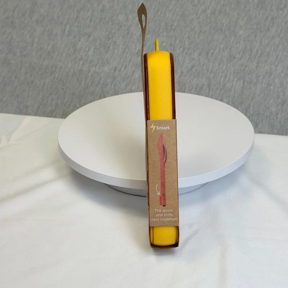 Beanto Cutlery Travel Set Yellow Knife Spork Chopsticks Reusable Portable Case